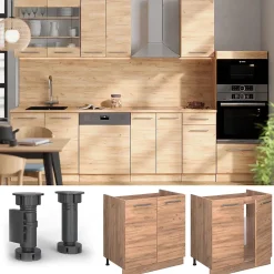 Vicco Meuble bas sous-évier Chêne de force doré 80cm , PT Chêne