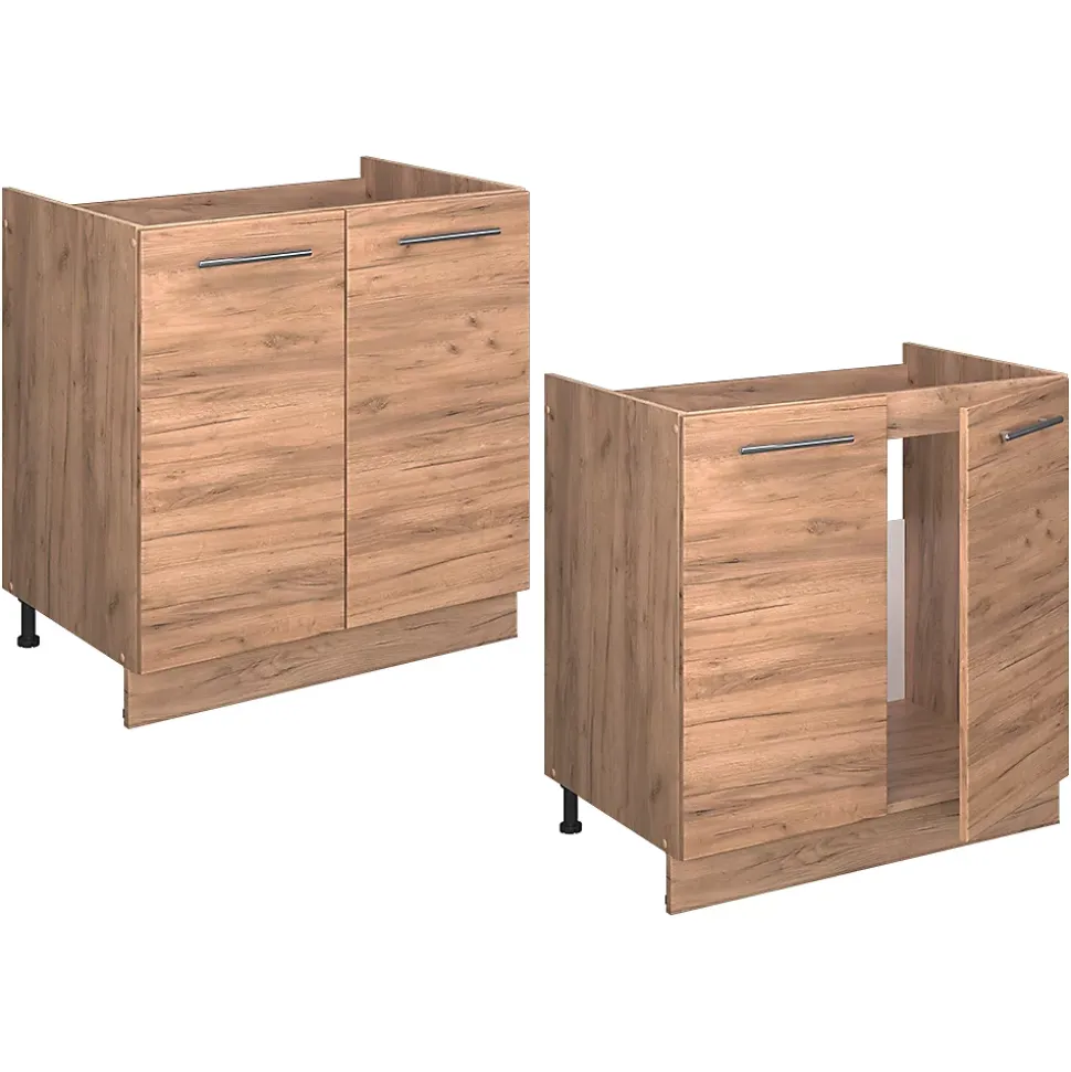 Vicco Meuble bas sous-évier Chêne de force doré 80cm , PT Chêne