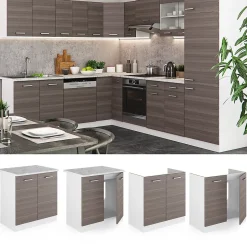 Vicco Meuble bas sous-évier Gris 80cm , PT Chêne