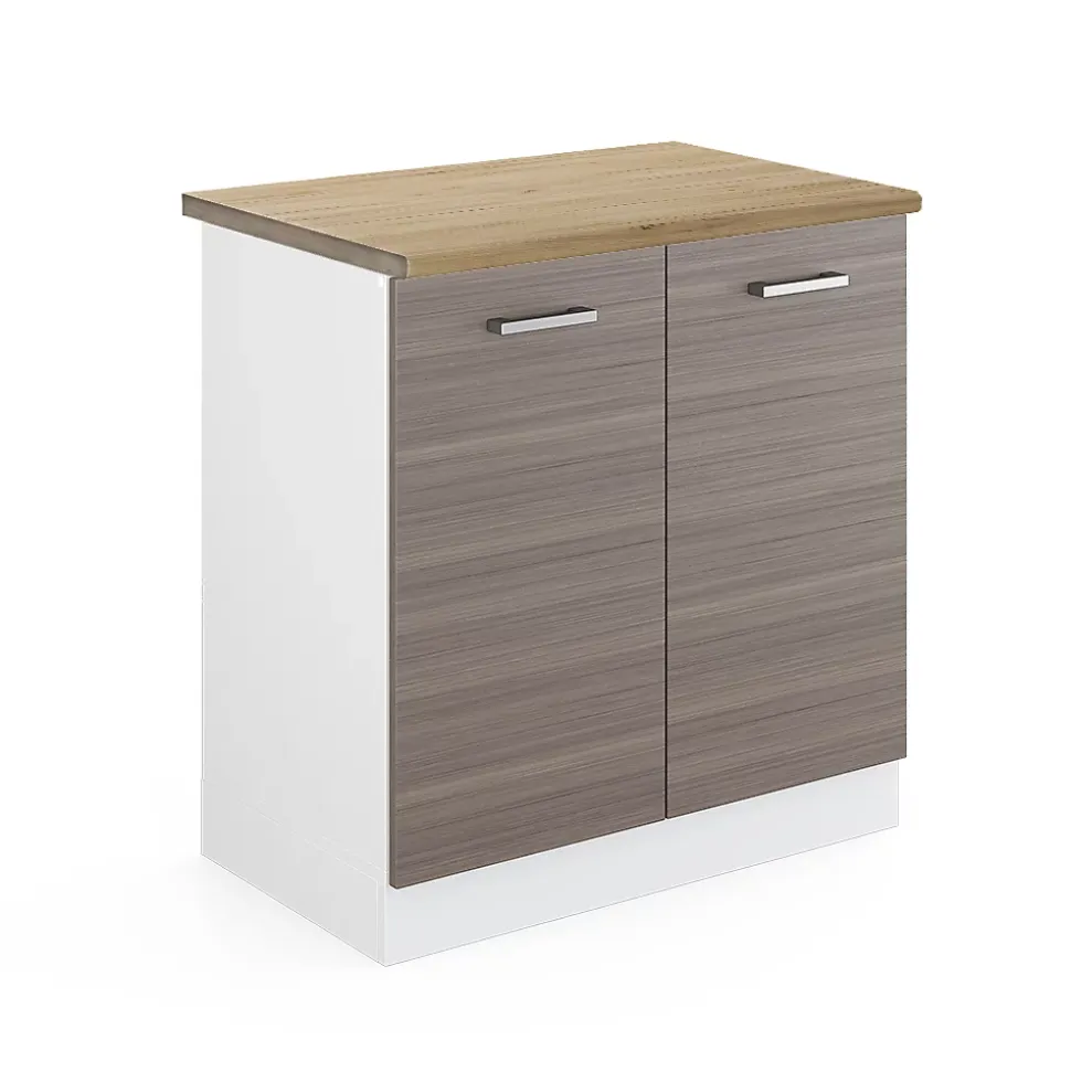 Vicco Meuble bas sous-évier Gris 80cm , PT Chêne