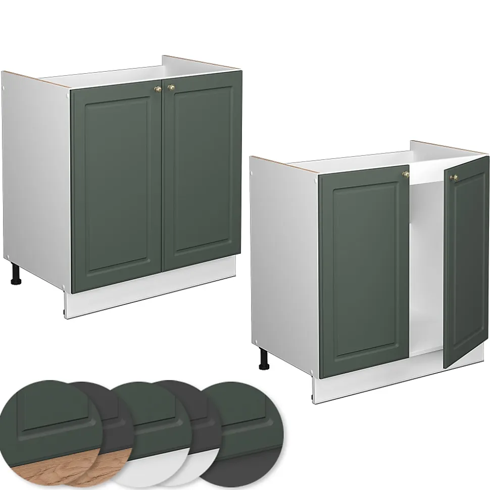 Vicco Meuble bas sous-évier Vert Or Campagne 80cm , PT Marbre