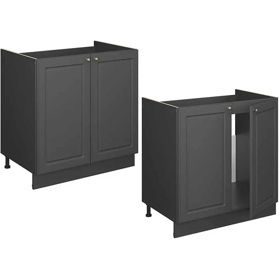 Vicco Meuble bas sous-évier Anthrazit-Gold Landhaus 80cm , PT Anthracite