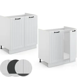 Vicco Meuble bas sous-évier Blanc campagne 80cm sans PT