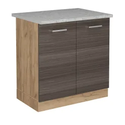 Vicco Meuble bas sous-évier Gris noble 80cm PT Marbre