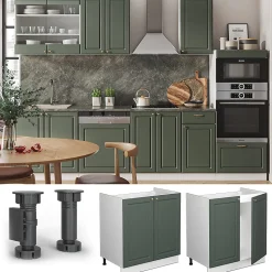 Vicco Meuble bas sous-évier Vert Or Campagne 80cm , PT Anthracite