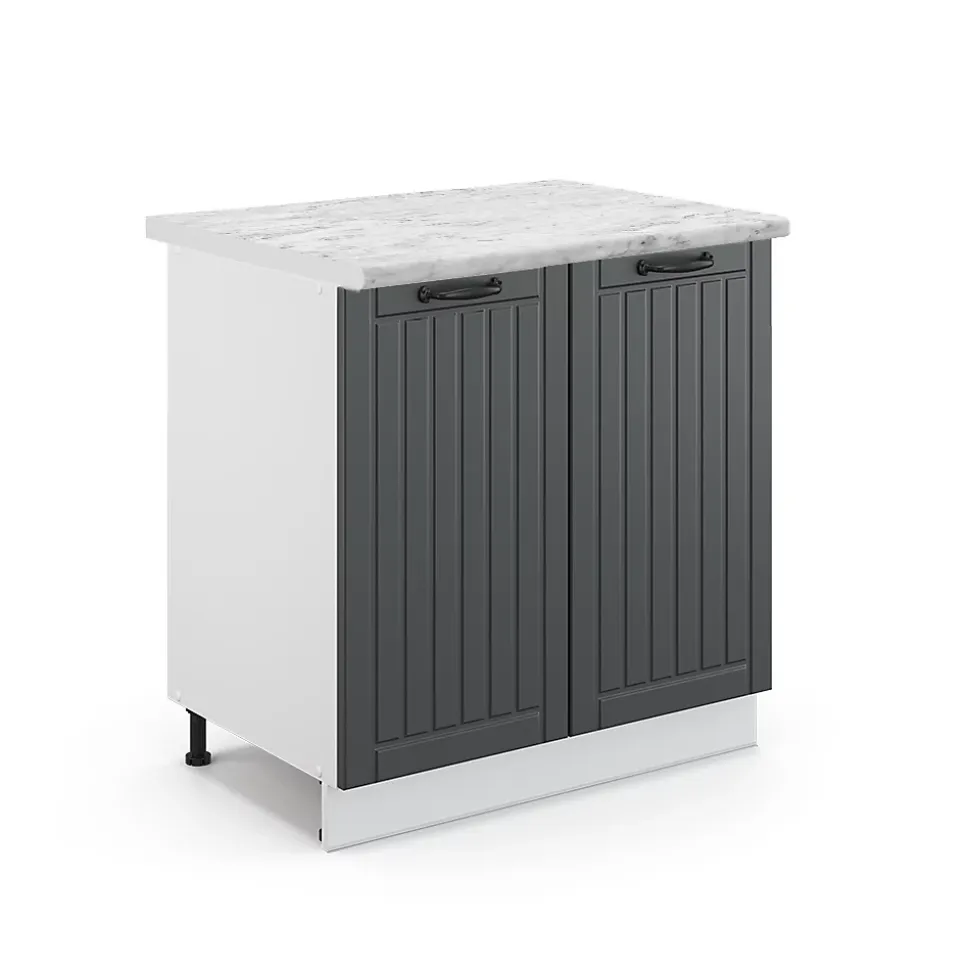 Vicco Meuble bas sous-évier Anthracite campagne 80cm avec étagère, PT Marbre
