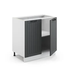 Vicco Meuble bas sous-évier Anthracite campagne 80cm avec étagère, PT Marbre