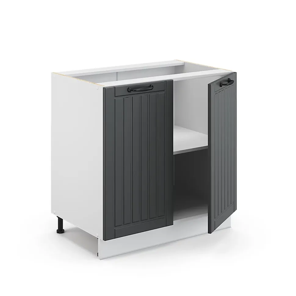 Vicco Meuble bas sous-évier Anthracite campagne 80cm avec étagère, PT Marbre