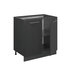 Vicco Meuble bas sous-évier Anthracite Haute brillance 80cm avec étagère, PT Anthracite