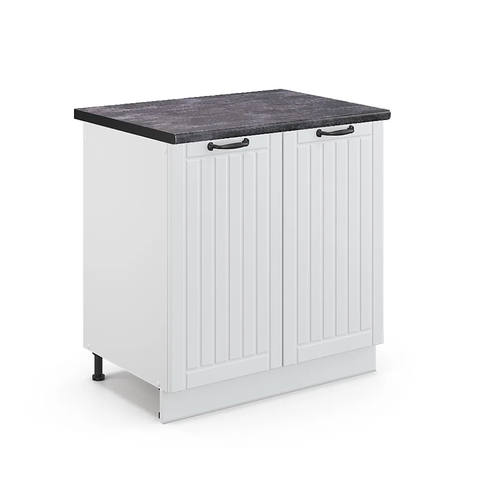 Vicco Meuble bas sous-évier Blanc campagne 80cm , PT Anthracite