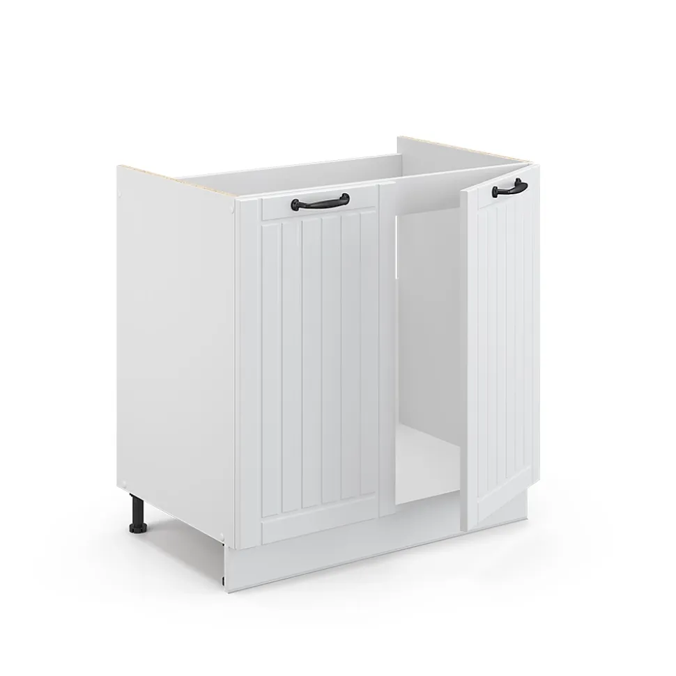 Vicco Meuble bas sous-évier Blanc campagne 80cm , PT Anthracite