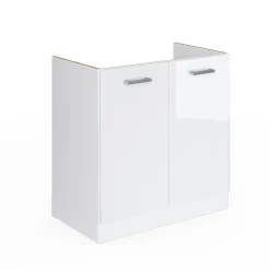 Vicco Meuble bas sous-évier Blanc Haute brillance 80cm sans PT