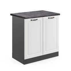 Vicco Meuble bas sous-évier Blanc campagne 80cm , PT Anthracite