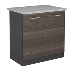 Vicco Meuble bas sous-évier Gris noble 80cm PT Marbre