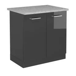 Vicco Meuble bas sous-évier Anthracite Haute brillance 80cm PT Marbre