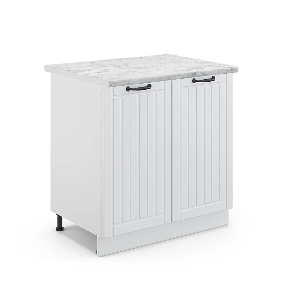 Vicco Meuble bas sous-évier Blanc campagne 80cm , PT Marbre