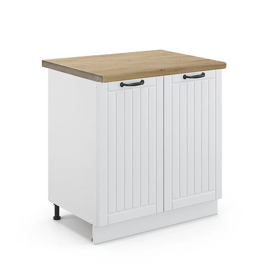 Vicco Meuble bas sous-évier Blanc campagne 80cm , PT Chêne