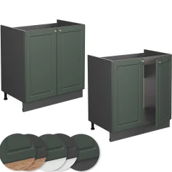 Vicco Meuble bas sous-évier Vert Or Campagne 80cm , PT Marbre