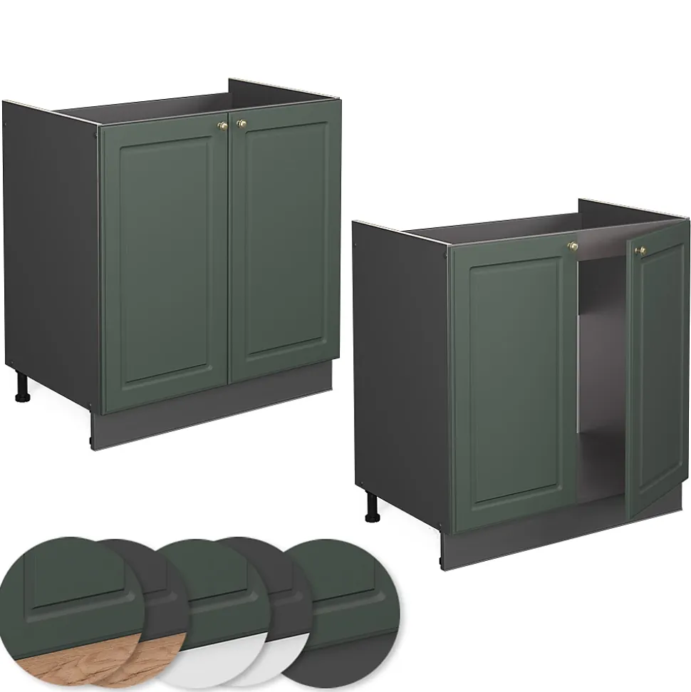 Vicco Meuble bas sous-évier Vert Or Campagne 80cm , PT Marbre