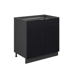 Vicco Meuble bas sous-évier Noir rayé 80cm avec étagère, sans PT