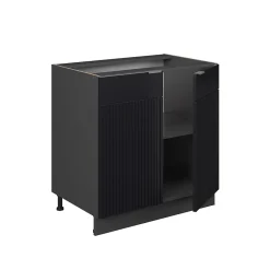 Vicco Meuble bas sous-évier Noir rayé 80cm avec étagère, sans PT
