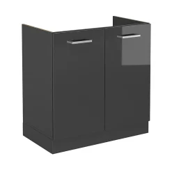 Vicco Meuble bas sous-évier Anthracite Haute brillance 80cm sans PT
