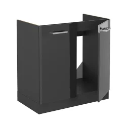 Vicco Meuble bas sous-évier Anthracite Haute brillance 80cm sans PT