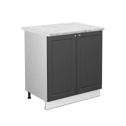 Vicco Meuble bas sous-évier Anthracite Haute brillance 80cm avec étagère, PT Marbre