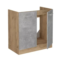 Vicco Meuble bas sous-évier Béton 80cm , PT Chêne