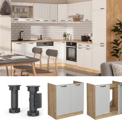 Vicco Meuble bas sous-évier Blanc campagne 80cm sans PT