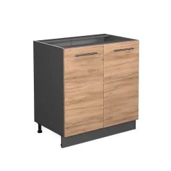 Vicco Meuble bas sous-évier Chêne de force doré 80cm avec étagère, sans PT