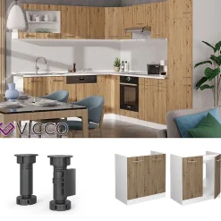 Vicco Meuble bas sous-évier Chêne Artisan 80cm sans PT