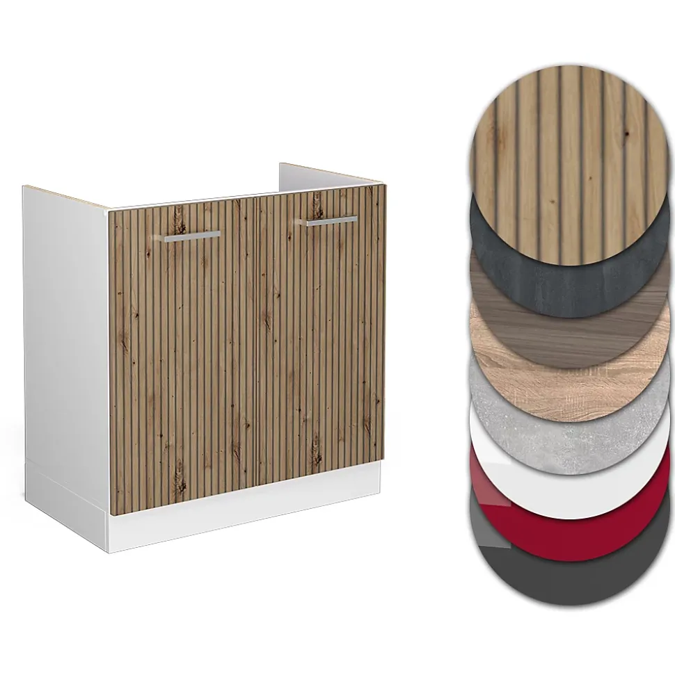 Vicco Meuble bas sous-évier Chêne Artisan 80cm sans PT