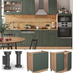 Vicco Meuble bas sous-évier Vert Or Campagne 80cm , PT Marbre