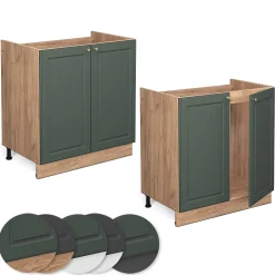 Vicco Meuble bas sous-évier Vert Or Campagne 80cm , PT Marbre