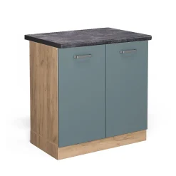 Vicco Meuble bas sous-évier Bleu-gris 80cm , PT Anthracite