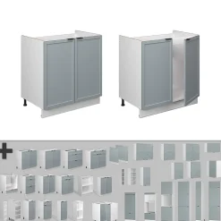 Vicco Meuble bas sous-évier Bleu clair-gris 80cm , PT Anthracite