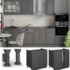 Vicco Meuble bas sous-évier Anthrazit-Gold Landhaus 80cm , PT Chêne