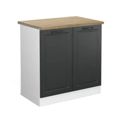 Vicco Meuble bas sous-évier Anthracite campagne 80cm , PT Chêne