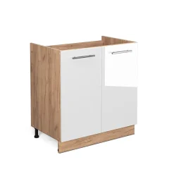 Vicco Meuble bas sous-évier Blanc Haute brillance 80cm sans PT