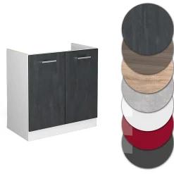 Vicco Meuble bas sous-évier Béton noir 80cm PT Anthracite