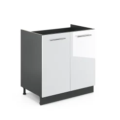 Vicco Meuble bas sous-évier Blanc Haute brillance 80cm sans PT
