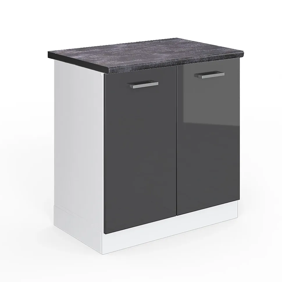 Vicco Meuble bas sous-évier Anthracite Haute brillance 80cm , PT Anthracite