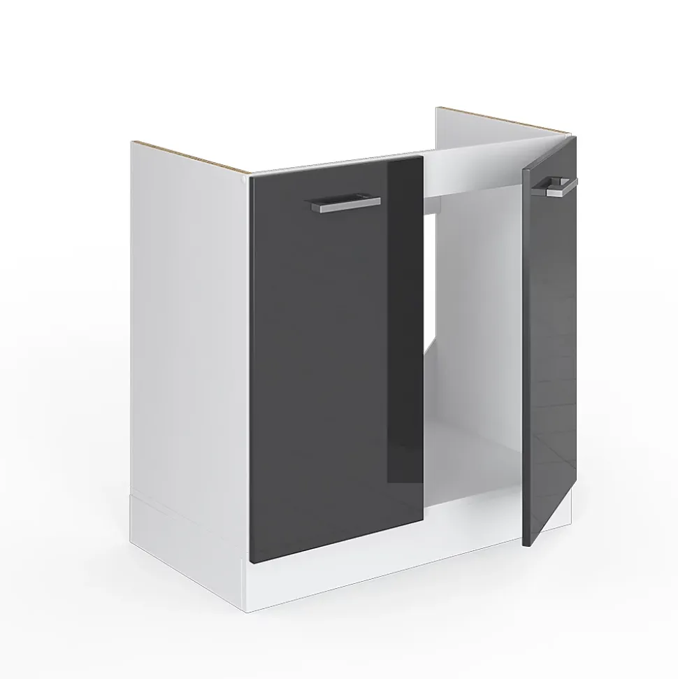 Vicco Meuble bas sous-évier Anthracite Haute brillance 80cm , PT Anthracite