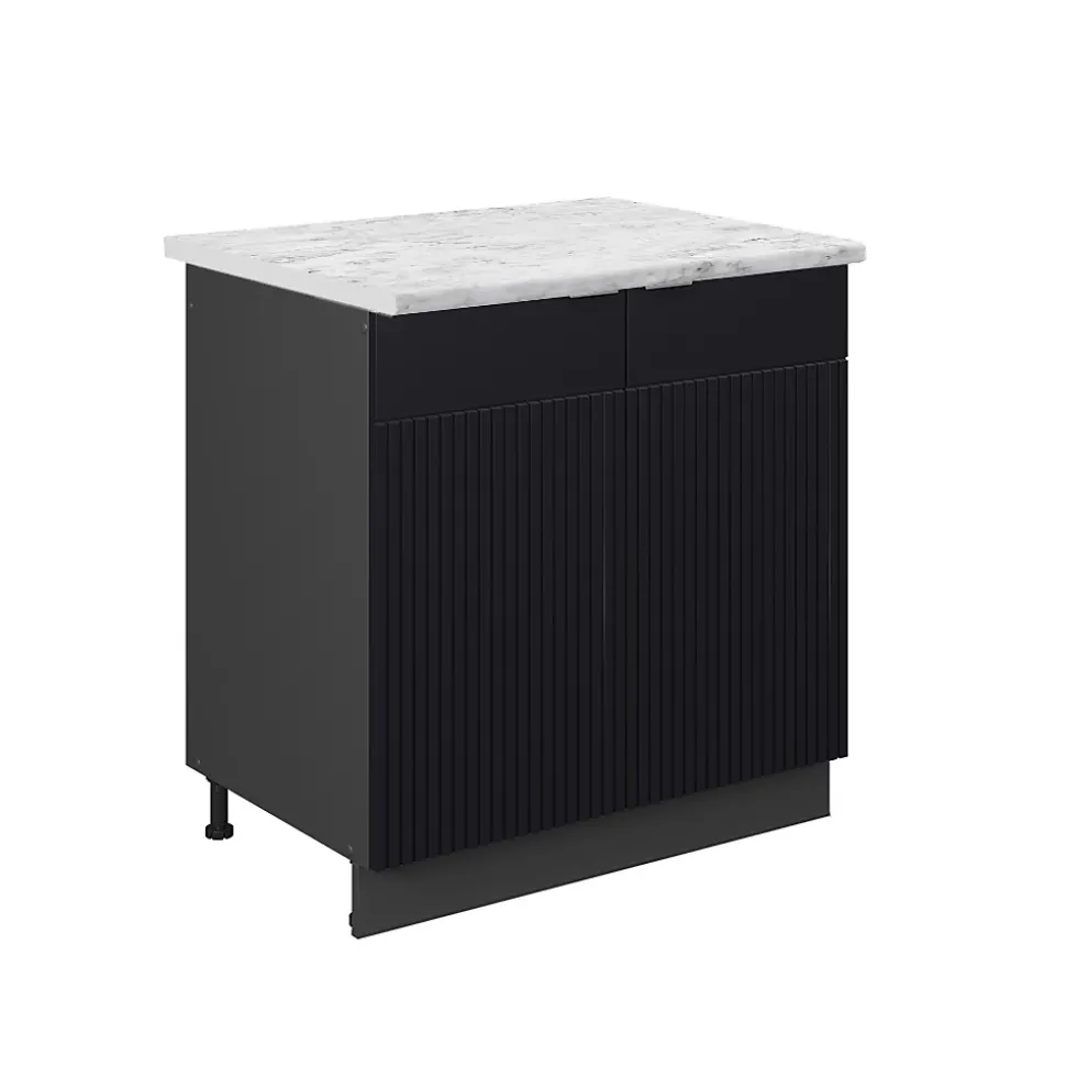 Vicco Meuble bas sous-évier Noir rayé 80cm , PT Marbre