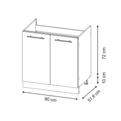 Vicco Meuble bas sous-évier GrisBeige 80cm , PT Marbre