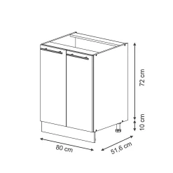Vicco Meuble bas sous-évier Anthrazit-Gold Landhaus 80cm avec étagère, sans PT