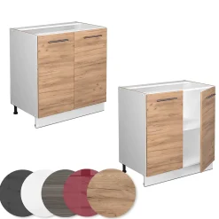 Vicco Meuble bas sous-évier Chêne de force doré 80cm avec étagère, sans PT