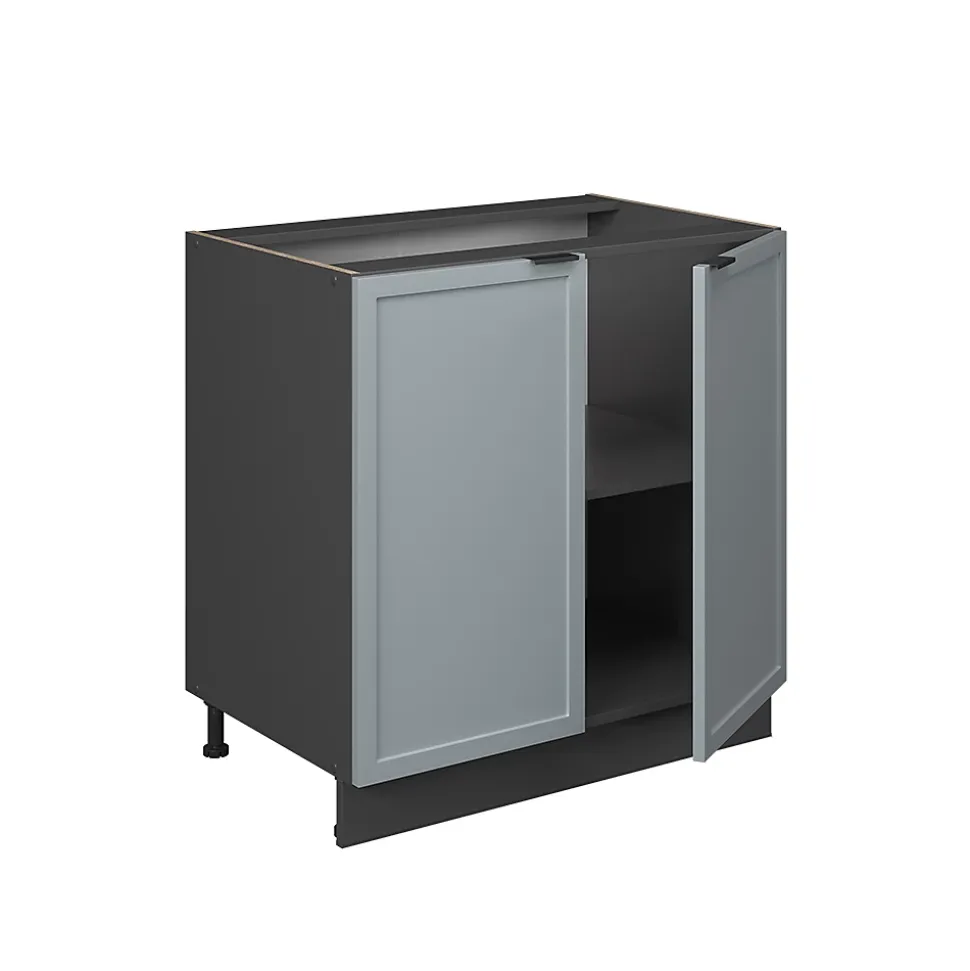 Vicco Meuble bas sous-évier Bleu clair-gris 80cm avec étagère, PT Marbre