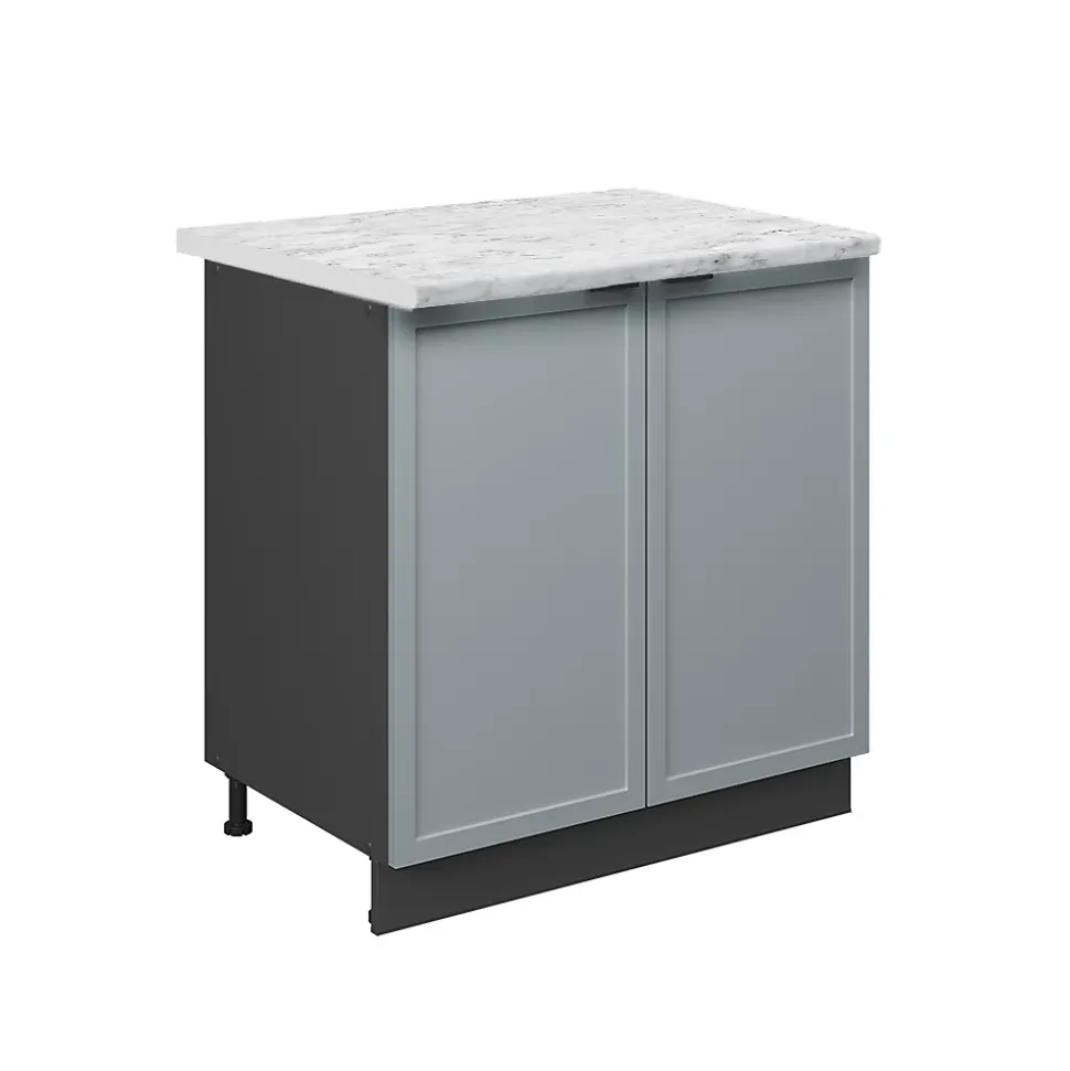 Vicco Meuble bas sous-évier Bleu clair-gris 80cm avec étagère, PT Marbre